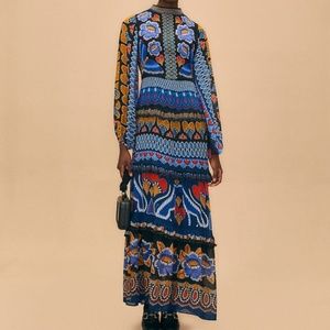 Farm Rio NWT Small Anika Black Sparkle Maxi Dress